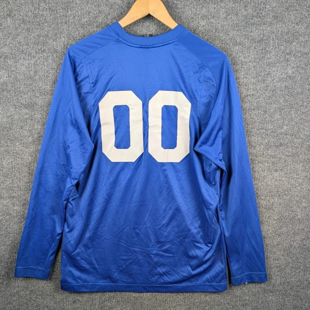 Nike Team Dri-FIT Goalie Soccer Jersey Mens Medium Blue Long Sleeve Number 00